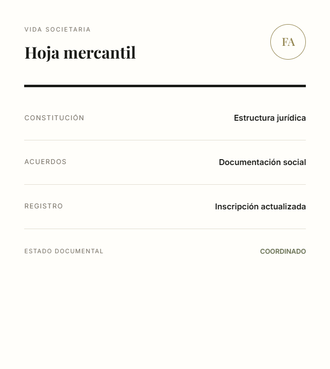 Hoja de servicio de asesoría mercantil